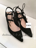 香港代购正品ZARA春夏露跟低跟绑带系带罗马女凉鞋高跟鞋3366/101
