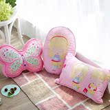 靠垫可爱DIY抱枕纯棉卡通抱枕可拆洗沙发 出口日本绣花粉色其他卡