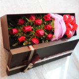 上海生日情人节鲜花速递礼物11朵红粉白香槟蓝玫瑰花束礼盒预定