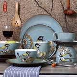 包邮 8件套手绘 陶瓷 餐具套装 碗盘欧式中日式个性创意加厚送礼