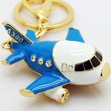 镶钻韩国创意可爱精致小飞机航天客机模型男女汽车钥匙扣包链挂件