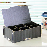 艺匠 韩式创意木质桌面办公家居收纳多格收纳木盒A033特价包邮