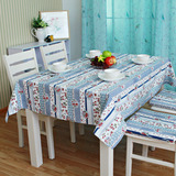 欧式田园全棉印花布艺桌布 草莓红蓝长方形餐桌布茶几桌布台布