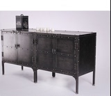 美式乡村铁艺框架餐具柜书柜铆钉复古铁柜 斗柜资料柜储物柜