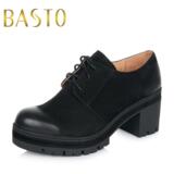 聚BASTO/百思图秋季专柜同款牛皮女鞋简约粗跟高跟单鞋TNT30CM5