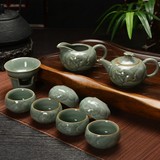 精品陶瓷茶具套装冰裂汝窑紫砂龙泉青瓷功夫茶具6人特价家庭茶具