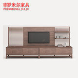 菲罗米尔电视柜组合墙北欧风格矮柜简约中式视听柜实木客厅家具