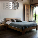 北欧宜家橡木纯实木床简约现代水曲柳日式1.5米床 床头柜实木家具