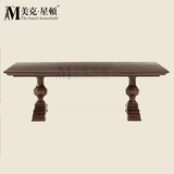 仿莱克星顿美式高档别墅长餐桌欧式古典可伸缩餐桌实木雕刻长方桌
