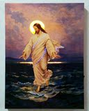 LED灯发光画壁画欧式客厅家居装饰画无框画基督教耶稣人物挂画