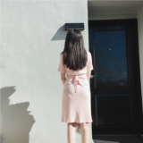 BIE FASHION独家设计 2016新款夏季女装时尚休闲针织开叉连衣裙
