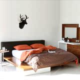 北欧风格家具简约板式双人床 日式榻榻米抽屉床1.8米现代真皮板床
