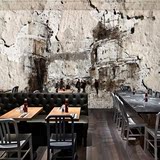 复古抽象建筑大型壁画 咖啡厅餐厅背景墙壁纸 手绘水墨工装墙纸