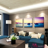 现代简约客厅沙发背景墙画卧室挂画三四联画紫气东来无框画装饰画