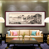 复古中式客厅装饰画沙发背景墙画挂画实木现代壁画餐厅有框挂画