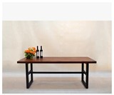 铁艺简约现代实木餐桌办公桌椅休闲桌小户型金属长方形福建省整装