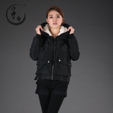 子圣迪奥白 2015冬装新款女装加厚大口袋韩版工装棉服外套5381022