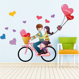 经典浪漫爱情单车墙纸贴画自粘客厅背景墙贴卧室温馨装饰情侣贴纸