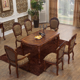 欧式餐桌长方形 实木美式大理石餐桌法式餐桌椅组合1.4 1.6 1.8米