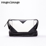 rouge & lounge芮之时尚简洁撞色V型拼接设计女士手提单肩包包