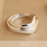 S925纯银丝带戒指男女韩版时尚情侣指环对戒创意小指尾戒饰品银戒