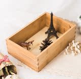 zakka竹制 桌面化妆品收纳盒 多肉种植木盒木制长方形盒子