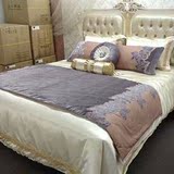 美式新款床品九件套真丝面料紫色奢华米黄色浪漫别墅样板房会所