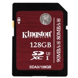 金士顿 UHS-I U3 SD卡 SDXC 128G 高速存储卡读速90Mb/s 中国红
