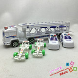 儿童男孩玩具警车汽车模型 大号惯性手提运输货柜车含4辆小车送礼