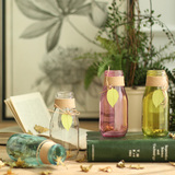 碧轩 人工吹制美式乡村彩色透明玻璃小花瓶创意花艺客厅桌面摆件