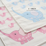 出口日本 充满稚趣 大象 一面纱布一面无捻纱卡通纯棉儿童毛巾