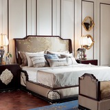 奢华古典新中式床 主卧室家具 实木1.8米双人床 高档布艺床公主床
