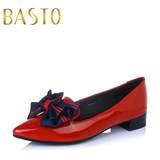 BASTO/百思图秋季商场同款牛皮尖头方跟浅口女单鞋女鞋TH524CM5