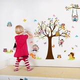 创意可爱墙壁贴纸儿童房装饰墙纸贴画宝宝卧室背景墙贴大树总动员