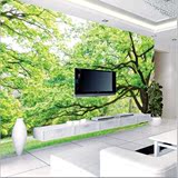 电视背景墙纸3D立体山水画风景树赛丽香真丝布大型壁画客厅沙发