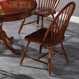 美式乡村温莎椅实木餐椅原木剑背椅孔雀椅酒店餐椅实木咖啡厅椅子