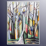 手绘现代简约北欧抽象油画装饰画色彩森林