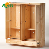 松木衣柜实木衣柜 三门四门组装儿童整体木质衣柜衣橱 AfA977db