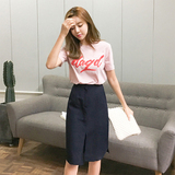 娜娜家韩国正品代购47 开叉包臀休闲中长款显瘦半身裙 72