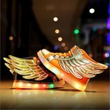 儿童充电板鞋男童LED灯鞋女童发光鞋子带翅膀运动鞋2015新款冬季