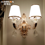 欧式锌合金水晶壁灯 酒店客厅卧室走廊过道单双头水晶壁灯具9045