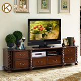 凯汀堡 美式超大容量电视柜 欧式实木电视柜客厅组合家具2/2.4米