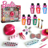 芭比儿童化妆品公主芭比女孩烘干机美甲组合彩妆盒礼品套装玩具