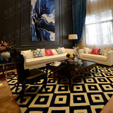欧式黑白格子现代简约时尚地毯客厅沙发茶几卧室床边进门垫子定制