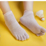 糖果色护跟五指袜女薄网眼透气短筒全棉夏季分趾袜运动抗菌五指袜