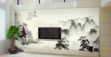 3D立体墙纸 客厅电视背景墙壁纸 山水情中式水墨画公司办公室壁画