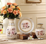 新品欧式陶瓷花瓶三件套奢华家居客厅摆件结婚礼物插花花器装饰品