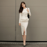 瑞薇2015秋冬新品韩版两件套气质名媛套装时尚百搭长袖半裙22057