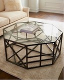 欧式铁艺创意时尚茶几多边形钢化玻璃茶几角几沙发几客厅办公桌椅