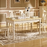 包邮实木白色现代时尚简约长方形餐桌椅组合大理石条形饭桌餐台